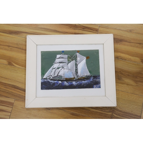 716 - Roy Davey (Cornish, b.1946), oil, Sailing ship at sea, signed, 19 x 29cm