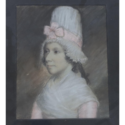 720 - Regency School, pair of pastels, Portraits of John and Betty Hunt, (Nee Hall), each with ink inscrip... 