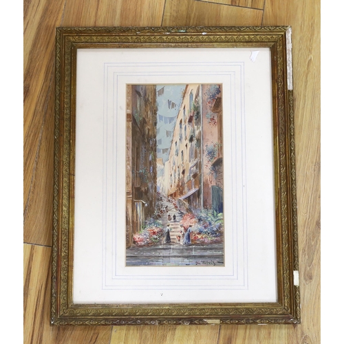 732 - De Fulvis (Italian, 19th/20th century), watercolour, Neapolitan street scene, signed, 28 x 15cm... 