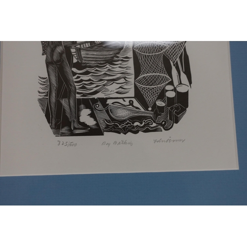 737 - John O'Connor (1913-2004), wood engraving, Boy bathing, signed in pencil, limited edition 325/500, d... 