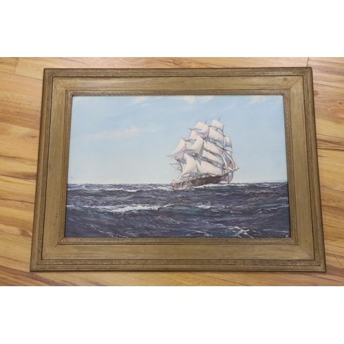 769 - Montague Dawson (1895-1973), coloured print, Rolling Home, signed in pencil to label verso, 43 x... 