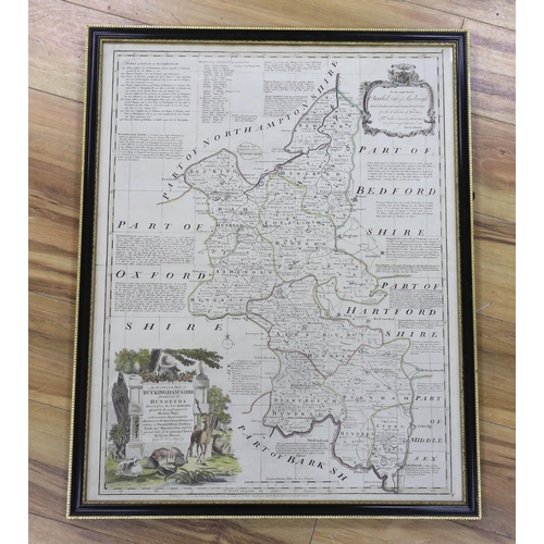 775 - After Emanuel Bowen (1694-1767), hand coloured map of Buckinghamshire, printed for R Sayer, T Bowles... 