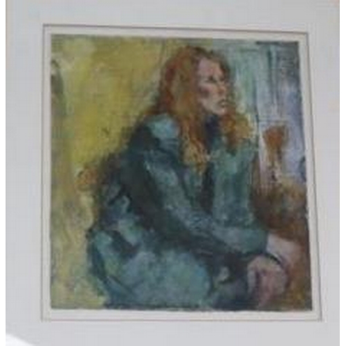 802 - Lesley Robertshaw, oil on board, 'Unknown model 1995', initialled with Lewes Gallery label verso, 28... 