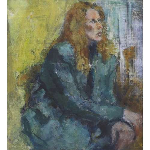 802 - Lesley Robertshaw, oil on board, 'Unknown model 1995', initialled with Lewes Gallery label verso, 28... 