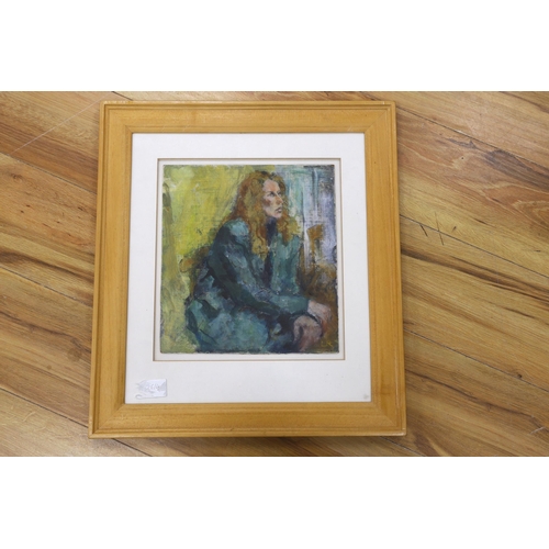 802 - Lesley Robertshaw, oil on board, 'Unknown model 1995', initialled with Lewes Gallery label verso, 28... 