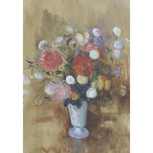 804 - Diana Lowenstein, watercolour and pastel, 'Vase with flowers 1959', Upper Grosvenor Galleries label ... 