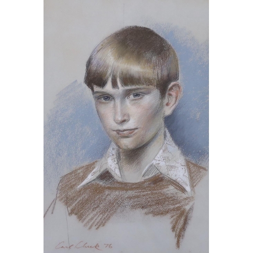 807 - Carl Cheek (1927-2011), pastel, Portrait of a boy, signed and dated '76, 38 x 25cm