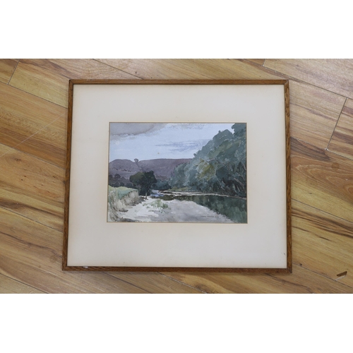 811 - Leonard Barnish (1884-1975), watercolour, Mountainous River landscape, signed and dated 1952, 27 x 3... 