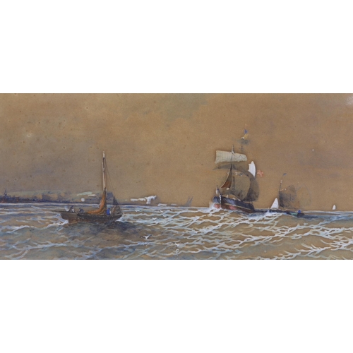 822 - A. Clifford, pair of heightened watercolours, Morning in the Shelt and Off Dover - A Breezy Day i... 