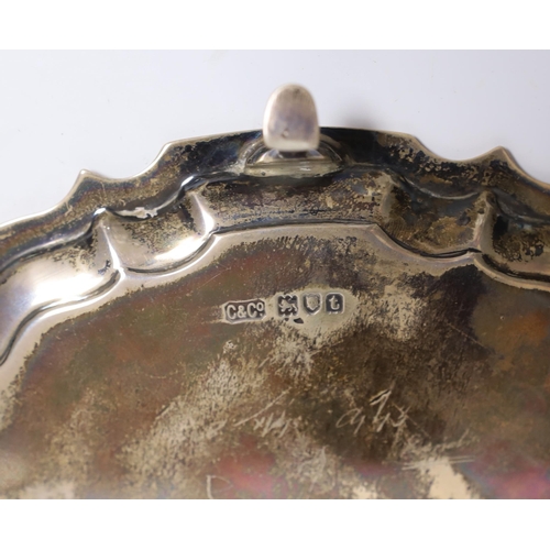 832 - A small George V presentation silver waiter with later central script To John and Ann on their silv... 