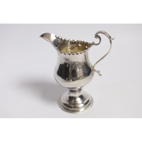 839 - A George III silver inverted pear shaped cream jug, by Hester Bateman, London, 1775, 11.3cm.