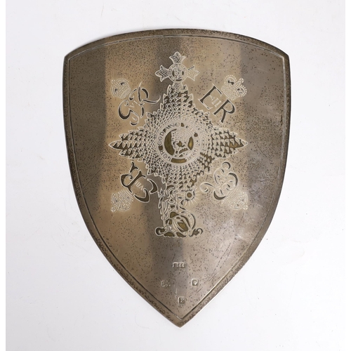 848 - A modern silver shield plaque, engraved 'For God and The Empire. This shield honours membership in T... 