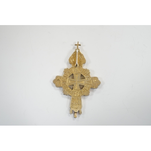 903 - An early 20th century Russian polychrome enamel and gilt 84 zolotnik Romanov tercentenary cross pend... 