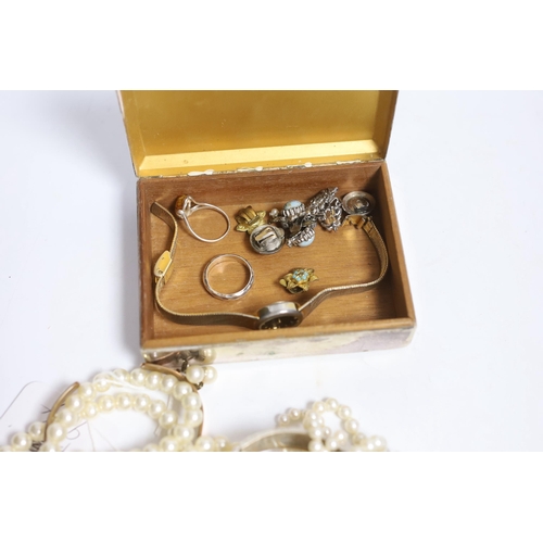 914 - A double strand graduated cultured pearl necklace, with paste set white metal clasp, 44cm, a pair of... 