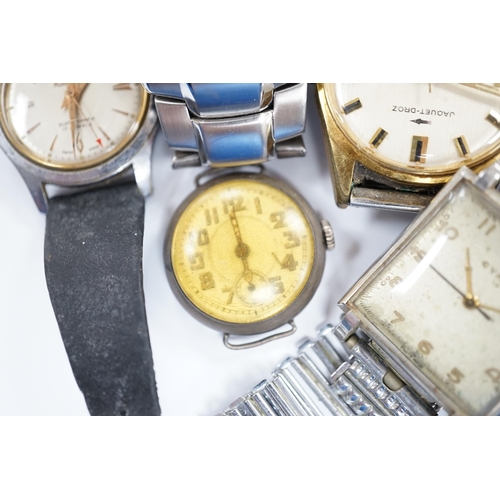 919 - A group of assorted mainly steel wrist watches including  three Cyma, a Roamer and modern Citizen Ec... 