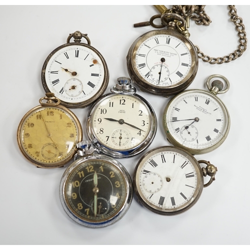 920 - Six assorted pocket watches including silver 'The Veracity Lever' (a.f.)