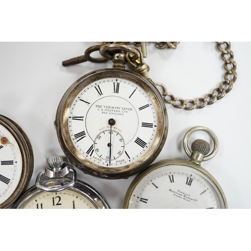 920 - Six assorted pocket watches including silver 'The Veracity Lever' (a.f.)