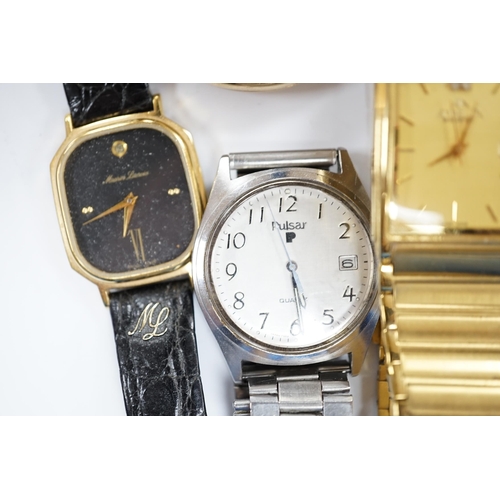 926 - A small group of assorted wrist and pocket watches including a gold plated hunter and a Roamer Searo... 