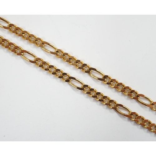 988 - A modern 9ct gold flat curb link chain, 36cm, 7.7 grams.