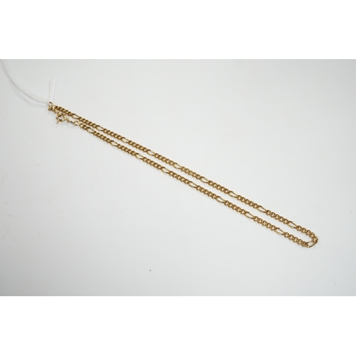 988 - A modern 9ct gold flat curb link chain, 36cm, 7.7 grams.