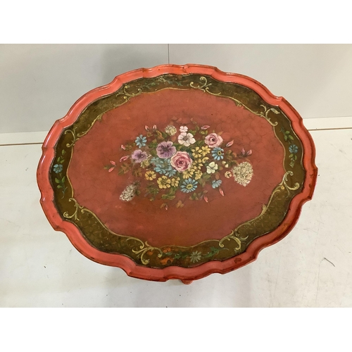 106 - An oval painted occasional table, width 49cm, depth 41cm, height 48cm