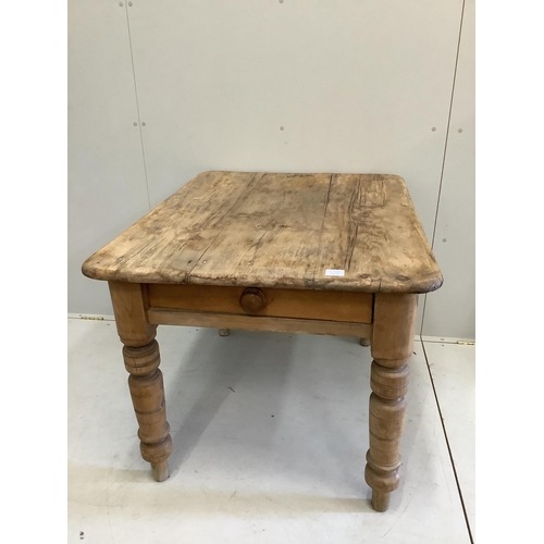 108 - A Victorian rectangular pine kitchen table, width 104cm, depth 80cm, height 73cm