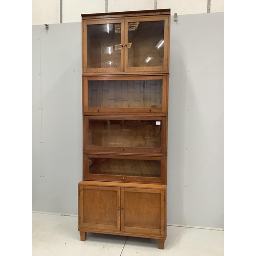 18 - An early 20th century  oak 'Business Book Systems' five section bookcase, width 86cm, depth 37cm, he... 