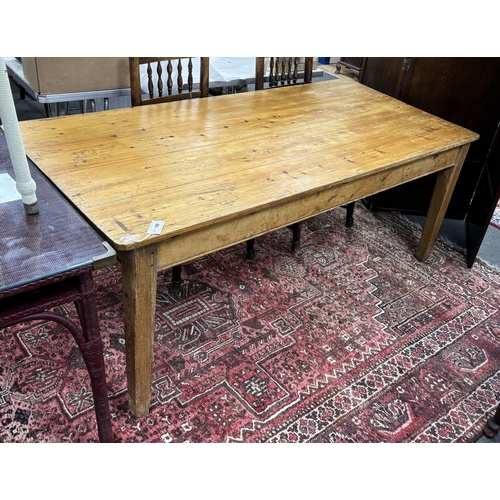 189 - A 19th century rectangular pine kitchen table, width 182cm, depth 88cm, height 71cm