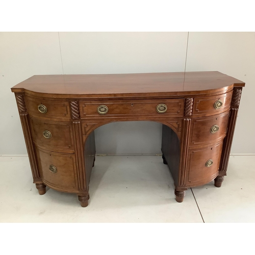 21 - A George IV mahogany bow front sideboard, width 168cm, depth 68cm, height 94cm