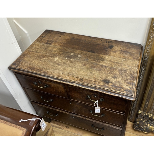 211 - A small George III oak chest of four drawers, width 84cm, depth 49cm, height 79cm