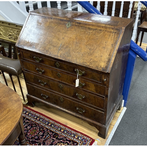 215 - A 18th century walnut bureau, width 97cm, depth 50cm, height 104cm