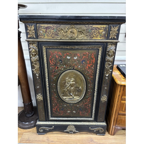 220 - A 19th century Louis XIV style polychrome boullework pier cabinet, restoration, width 86cm, depth 43... 