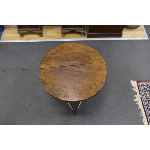 227 - A 19th century fruitwood cricket table, diameter 53cm, height 56cm