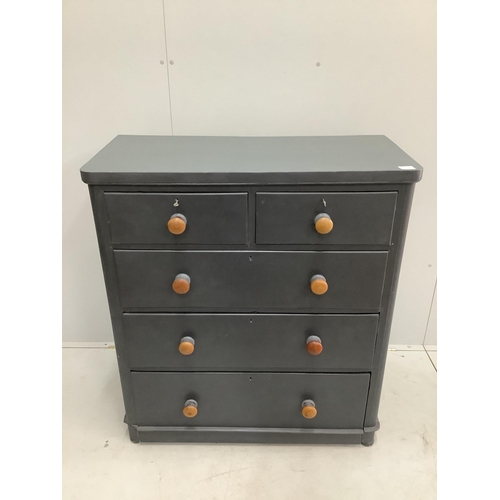 26 - A Victorian pine chest of drawers, later painted, width 97cm, depth 46cm, height 110cm