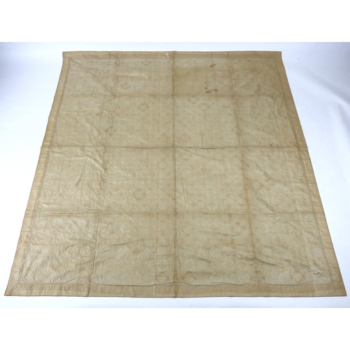 314 - A handsome 19th century silk patch worked quilt, worked in repeating octagon shapes, in a large sele... 