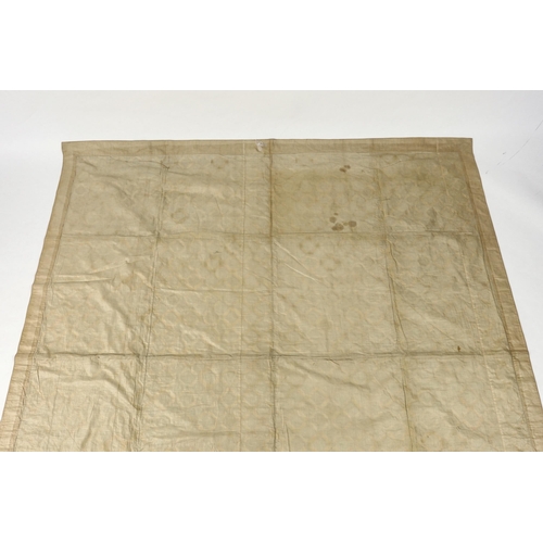 314 - A handsome 19th century silk patch worked quilt, worked in repeating octagon shapes, in a large sele... 