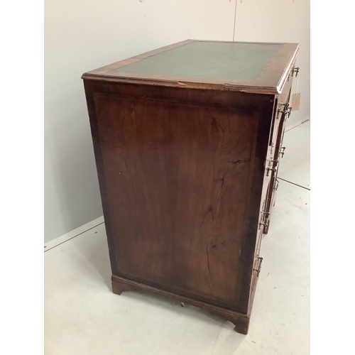 33 - An 18th century and later inlaid walnut kneehole desk, width 77cm, depth 46cm, height 75cm