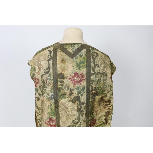 335 - A late 18th century continental, possibly French, silk multi coloured and metallic brocade chasuble,... 