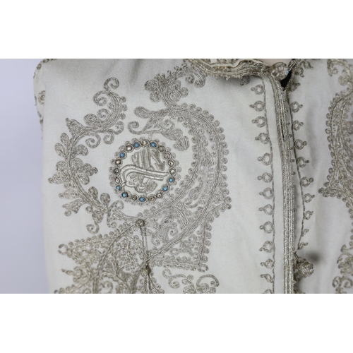 337 - A 19th century Indian fine cream wool embroidered cape, probably made for the European market, embro... 