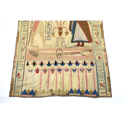 347 - A 1930s large Egyptian appliqué wall hanging, depicting Wadjet, (Goddess and protector of Kings) an... 