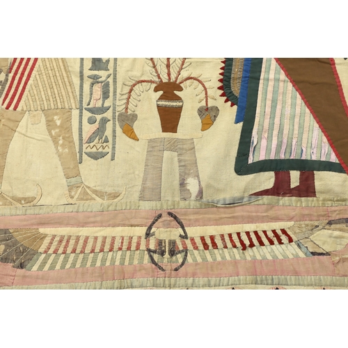 347 - A 1930s large Egyptian appliqué wall hanging, depicting Wadjet, (Goddess and protector of Kings) an... 