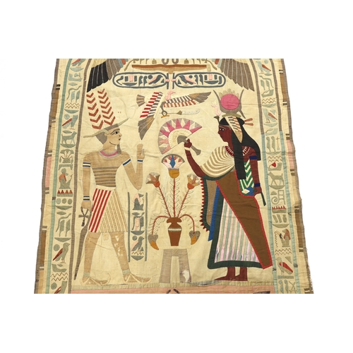 347 - A 1930s large Egyptian appliqué wall hanging, depicting Wadjet, (Goddess and protector of Kings) an... 