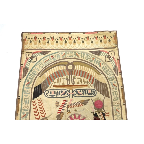 347 - A 1930s large Egyptian appliqué wall hanging, depicting Wadjet, (Goddess and protector of Kings) an... 