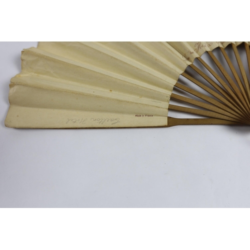 368 - An unusual late 19th / early 20th century paper advertising fan for The Carlton Hotel, London (as pr... 