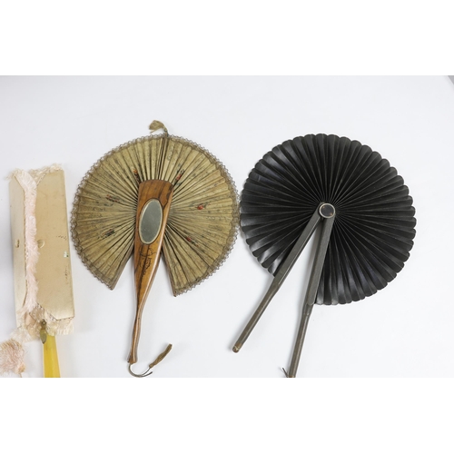 372 - Six Edwardian novelty and unusual fans, some possibly bought during a Grand Tour.