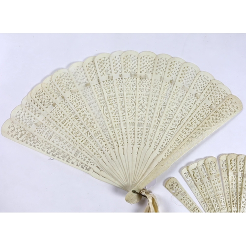 376 - Three late 19th century 19th / early 20th century Chinese bone brisé fans