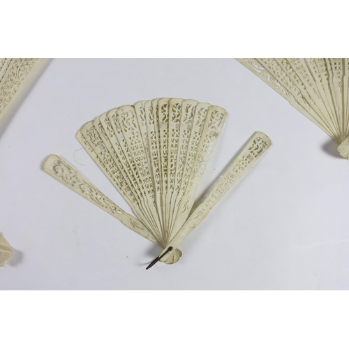 376 - Three late 19th century 19th / early 20th century Chinese bone brisé fans