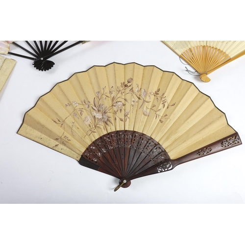 378 - A collection of 19th and 20th century mostly paper fans, ten in reasonable condition useful for stag... 