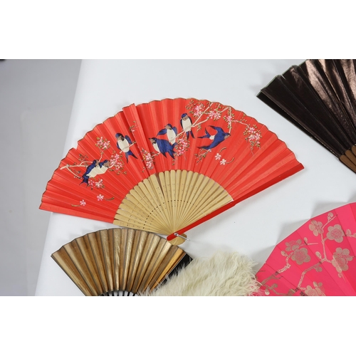 378 - A collection of 19th and 20th century mostly paper fans, ten in reasonable condition useful for stag... 