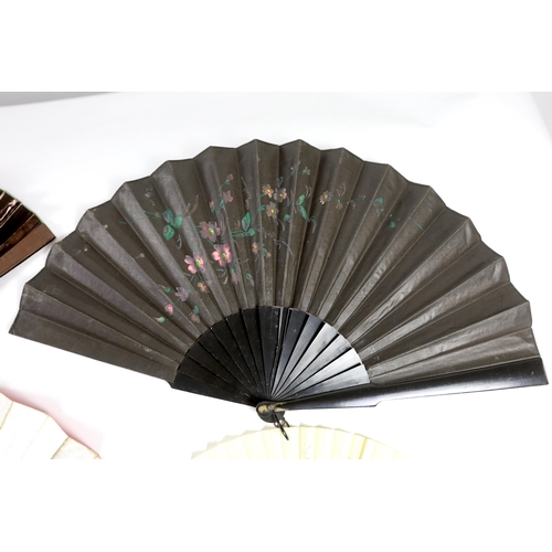 378 - A collection of 19th and 20th century mostly paper fans, ten in reasonable condition useful for stag... 